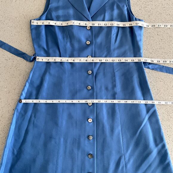 100% Silk Vintage Coldwater Creek Dress Blue Maxi Sleeveless Button Front 10 - Picture 5 of 9